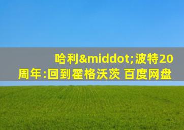 哈利·波特20周年:回到霍格沃茨 百度网盘